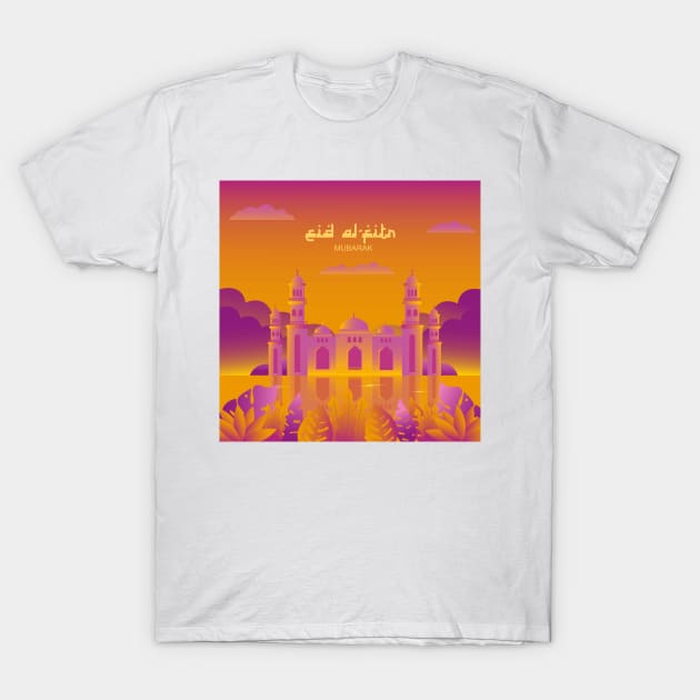 Eid Al-Fitr Mubarak Mosque T-Shirt by Itsme Dyna
